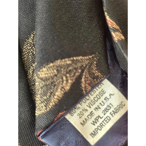 Don Loper Beverly Hills 80s Jacquard Tie Botanical Gold Leaf Pattern Black 4"W - Picture 6 of 9